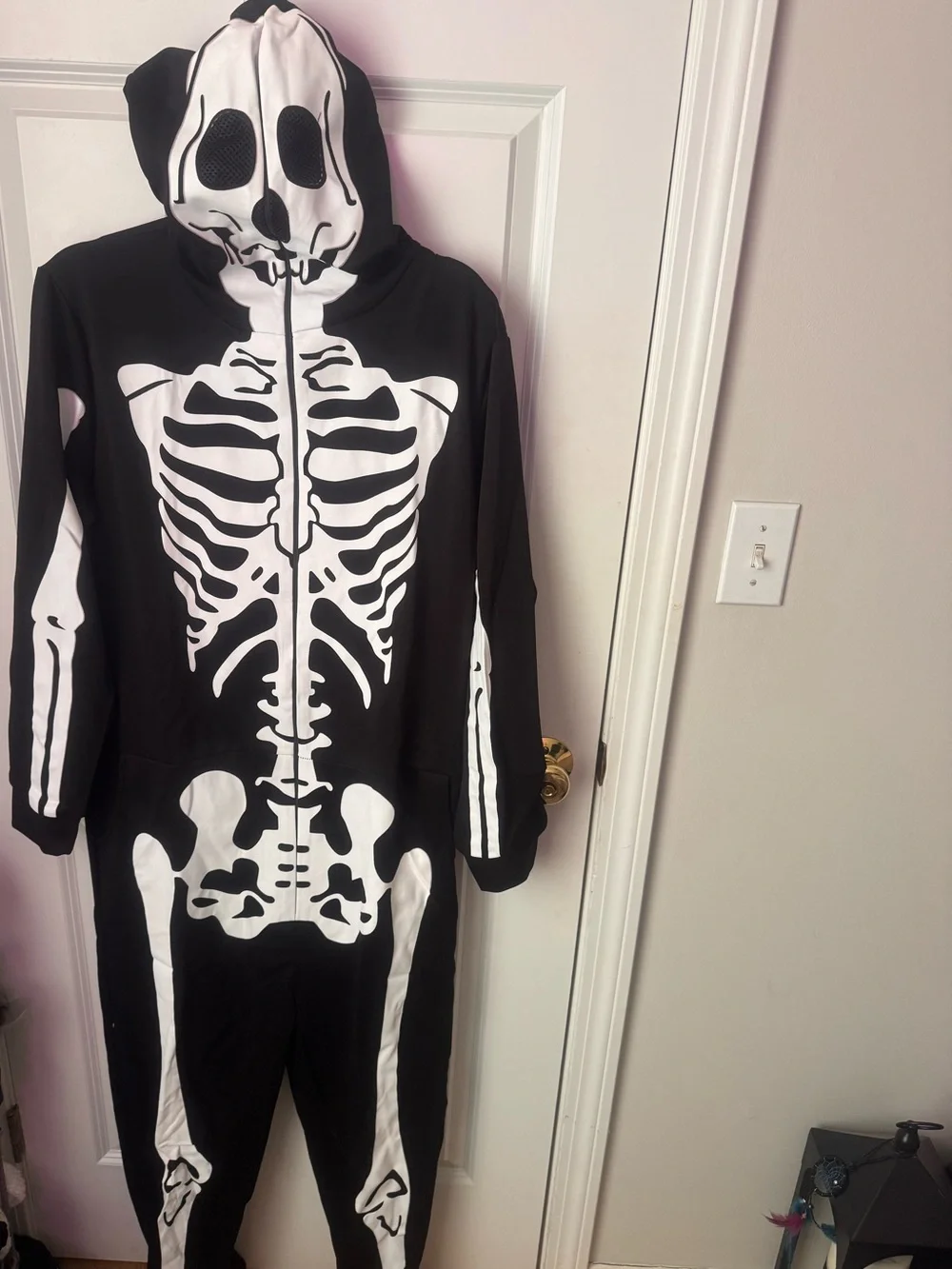 Unisex Black & White Skeleton Hooded Costume Onesie